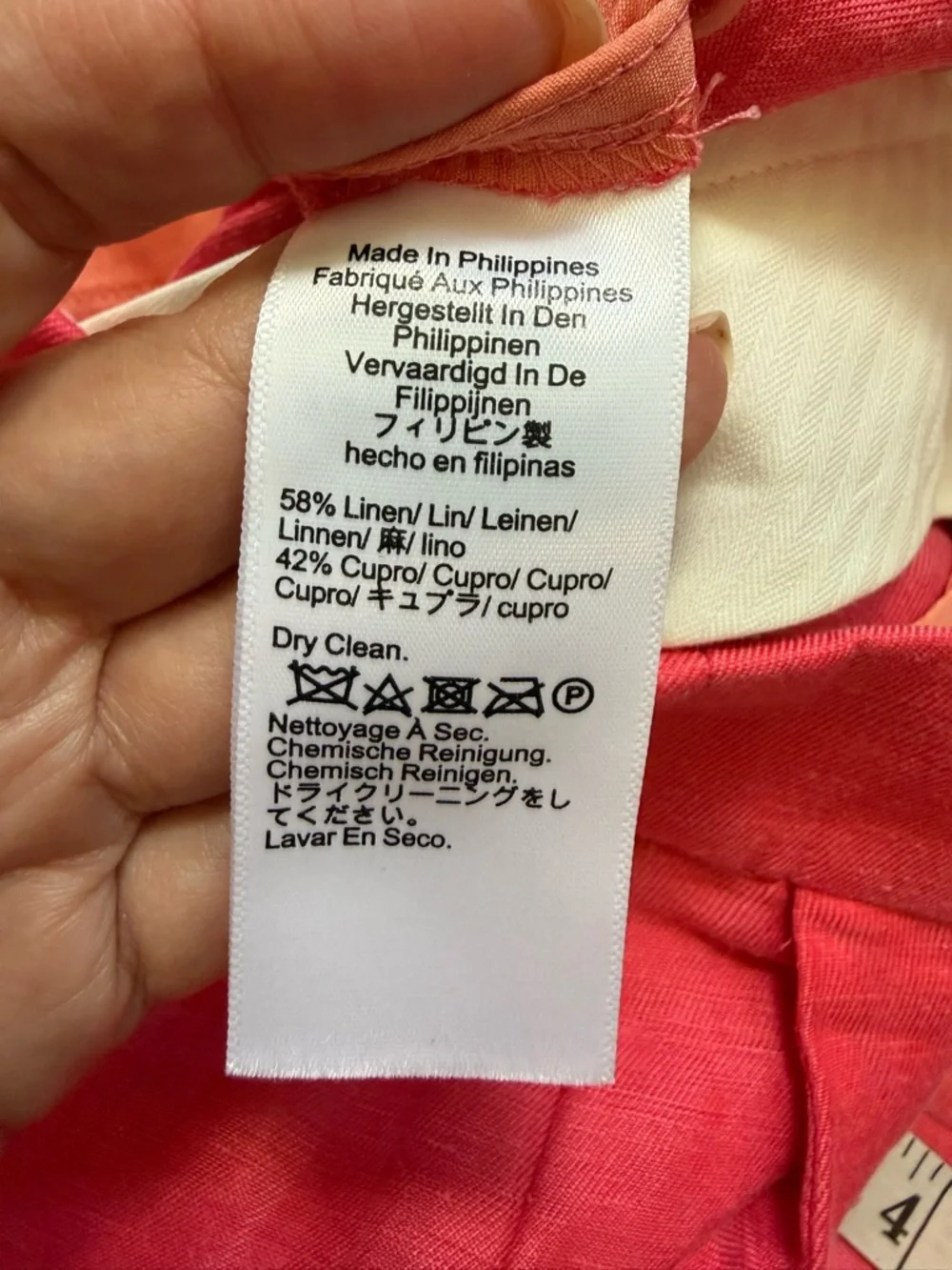 J. Crew Coral Straight-Leg High-Rise Trousers Size 4